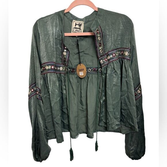 Jaase Tops - COPY - GREEN BOHEMIAN TOP BY JAASE NWT